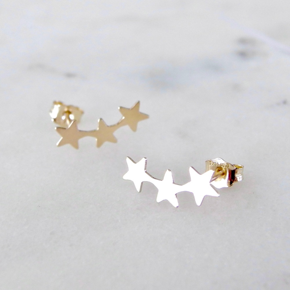 Star ear climber earrings 14k gold fill